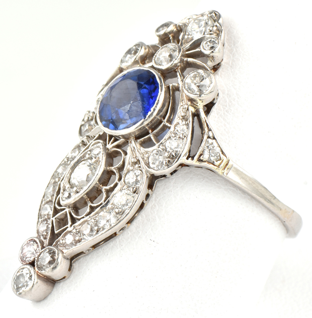 Platinum Diamond and Sapphire Ring