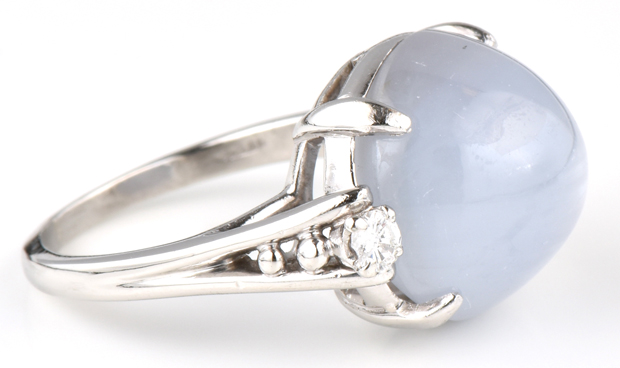 Platinum Star Sapphire and Diamond Ring