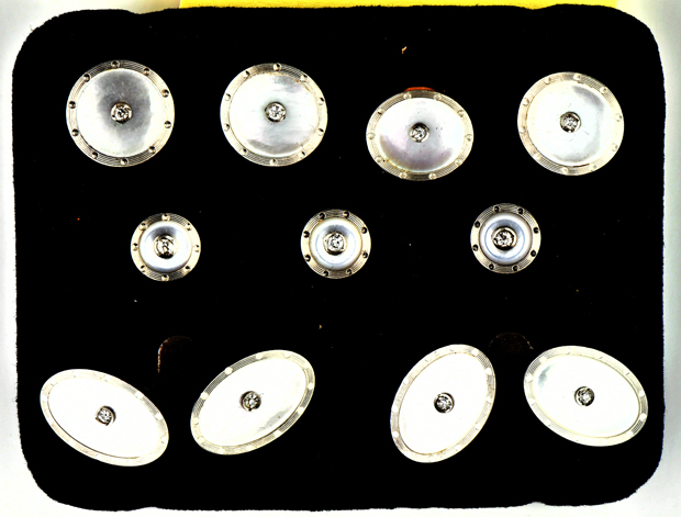 14K Two-Tone Mother of Pearl Cufflink and Stud Set