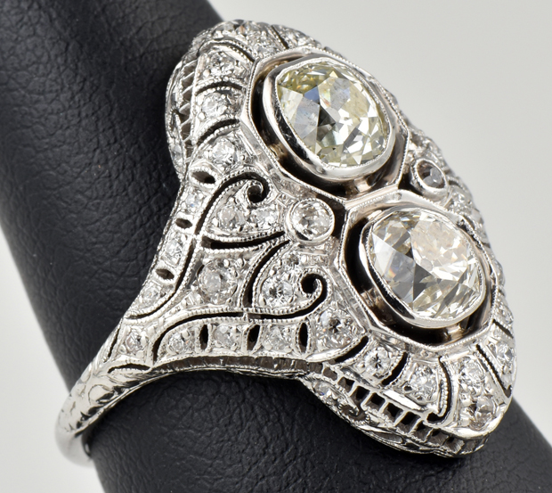 Platinum Diamond Art Deco Ring