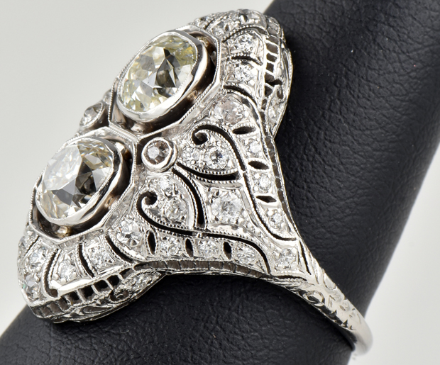 Platinum Diamond Art Deco Ring