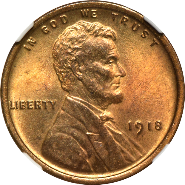 Five Uncirculated Lincoln cents certified by NGC