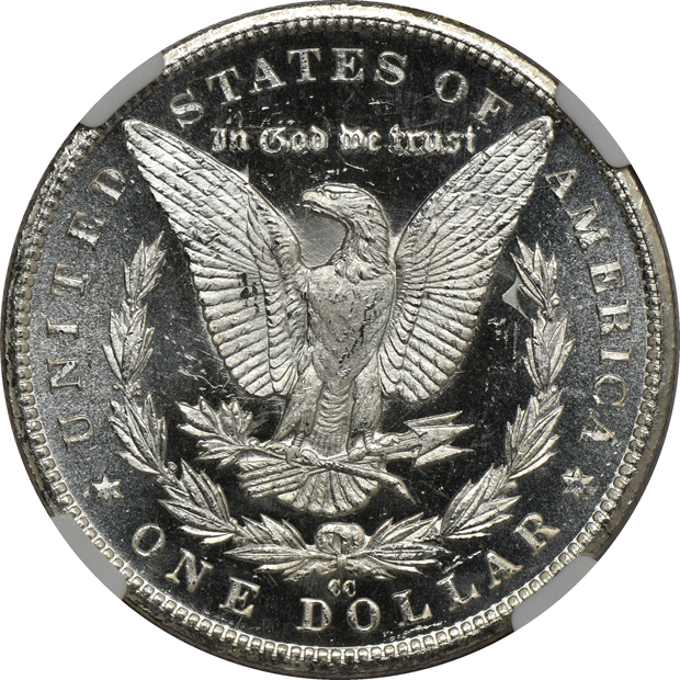 1883-CC MS-64 DPL CAC, and an 1884-O MS-64 DPL, both NGC