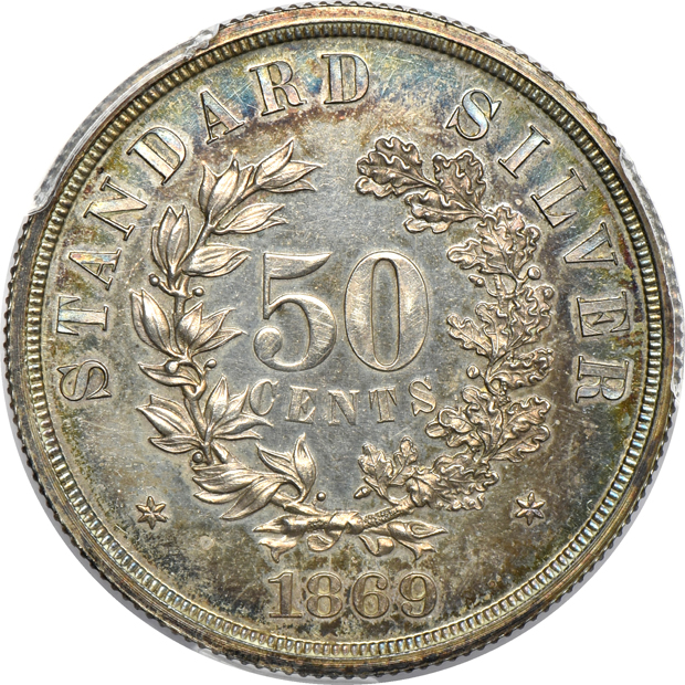 1869 J-742 half-dollar PCGS PR-63