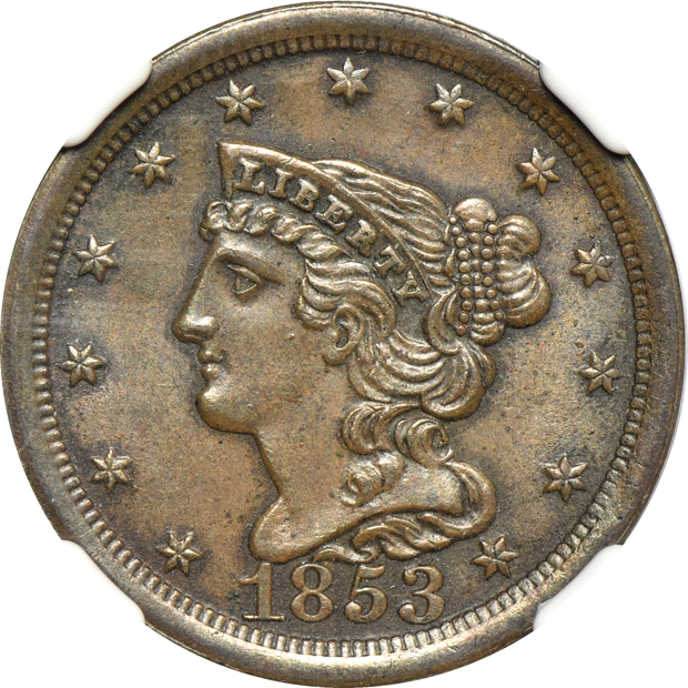 1851 B-1 MS-63 BN, 1853 C-1 MS-64 BN, and an 1856 C-1 MS-64 BN, all NGC