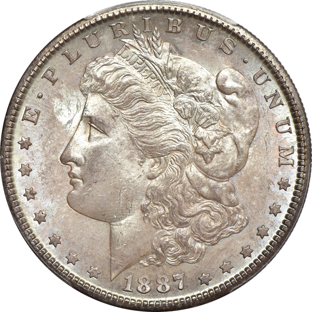 1886-S and 1887-S, both PCGS MS-64 CAC
