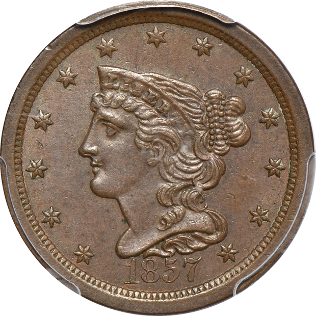 1849 MS-63BN, 1857 MS-64BN CAC, and an 1855 MS-64BN CAC, all PCGS