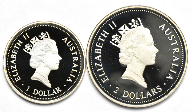 Australia - 1997-P 10oz, 2oz, and 1oz Proof Kookaburra Set with certificate, capsules, and box