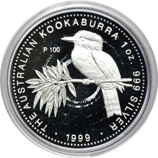 Australia - Three 1999 Proof Kookaburra coins, 1 kilogram, 2oz, and 1oz