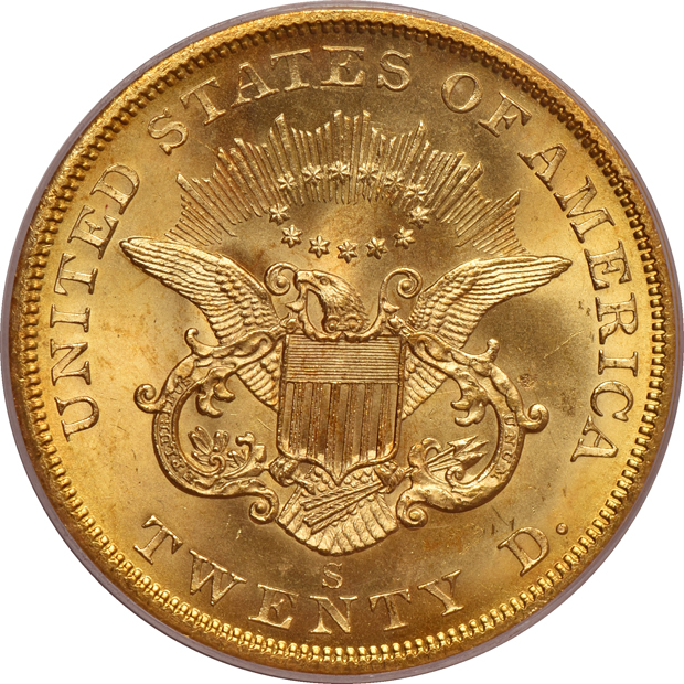 1857-S Spiked Shield PCGS MS-64 S.S. Central America