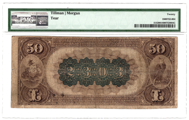 1882 $50 Brown Back - York, PA Charter #2303 - PMG VF-20/tear