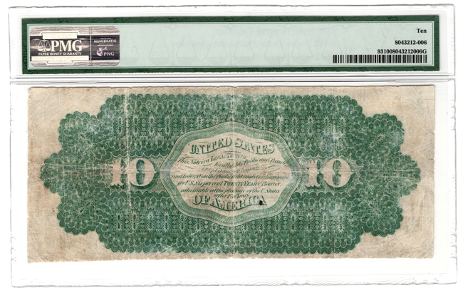 1862 $10 Fr# 93 - PMG VG-10
