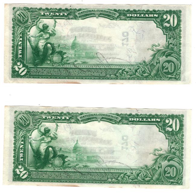 Run of five 1902 $20 Blue Seal - St. Louis, MO Charter #170 - AU