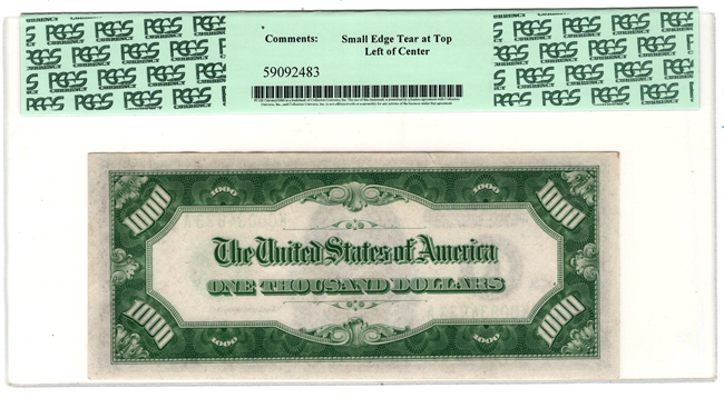 1934 $1,000 Dallas Fr# 2211am-K - PMG AU-55/small edge tear at top left of center