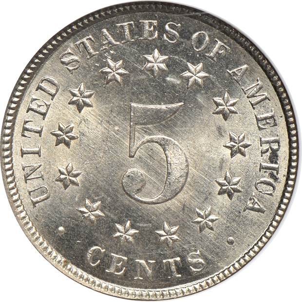 Four certified Uncirculated 19th century U.S. type coins