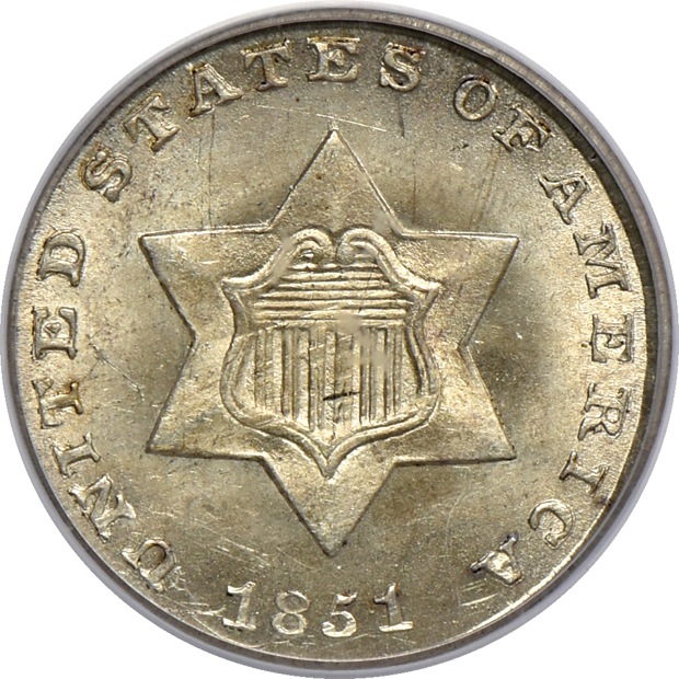 Four certified Uncirculated 19th century U.S. type coins