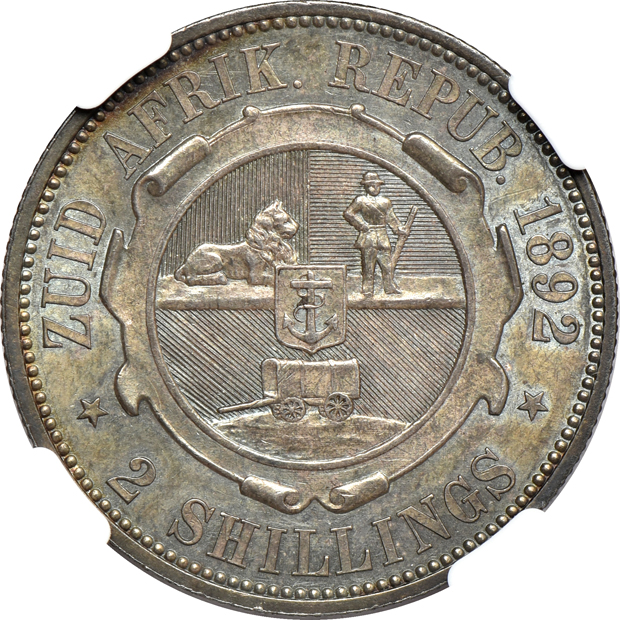 South Africa - 1892 2 shillings - NGC MS-62