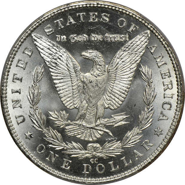 Two 1883-CC MS-63 (green label) and MS-65, both PCGS