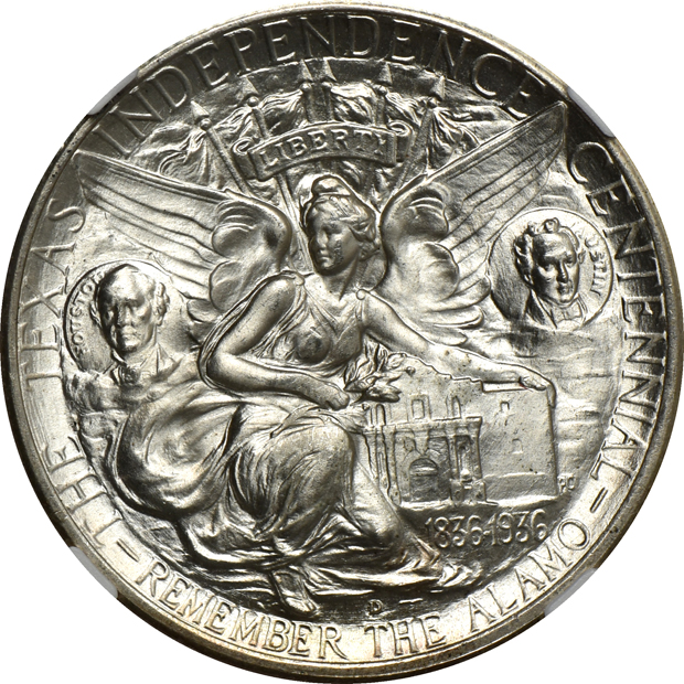 1936-D Texas MS-66+ CAC, and a 1936-S Texas MS-66, both NGC