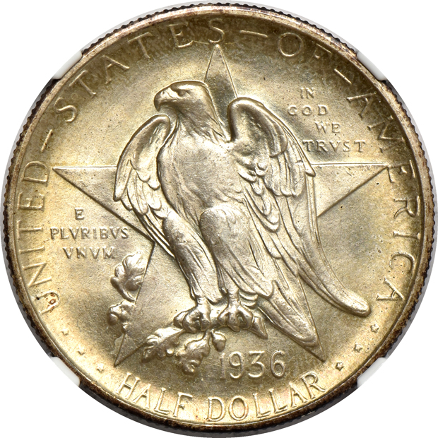 1936-D Texas MS-66+ CAC, and a 1936-S Texas MS-66, both NGC