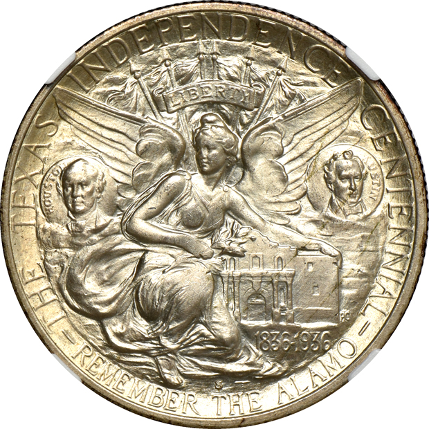 1936-D Texas MS-66+ CAC, and a 1936-S Texas MS-66, both NGC