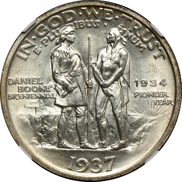 1935 Boone PCGS MS-64 CAC, 1935/1934-D Boone NGC MS-65 CAC, and a 1937 Boone NGC MS-66+
