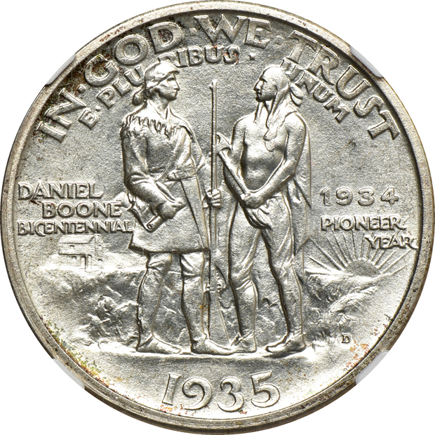 1935 Boone PCGS MS-64 CAC, 1935/1934-D Boone NGC MS-65 CAC, and a 1937 Boone NGC MS-66+