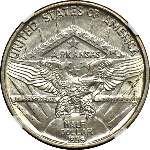 1925-S California MS-64, 1937-D Arkansas MS-65, and a 1939-S Arkansas MS-64, all NGC CAC