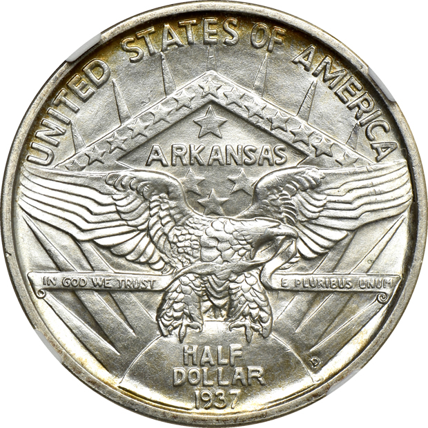 1925-S California MS-64, 1937-D Arkansas MS-65, and a 1939-S Arkansas MS-64, all NGC CAC