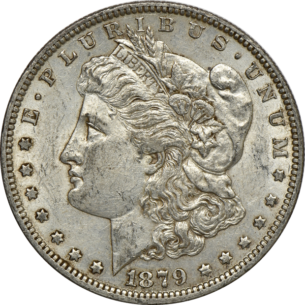 Fourteen 1879-O Morgan silver dollars, XF to AU