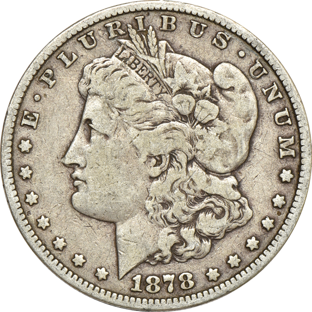 Thirty-four Morgan silver dollars, plus six 1921 Peace dollars