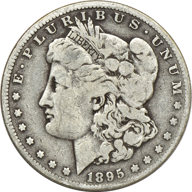 Thirty-four Morgan silver dollars, plus six 1921 Peace dollars