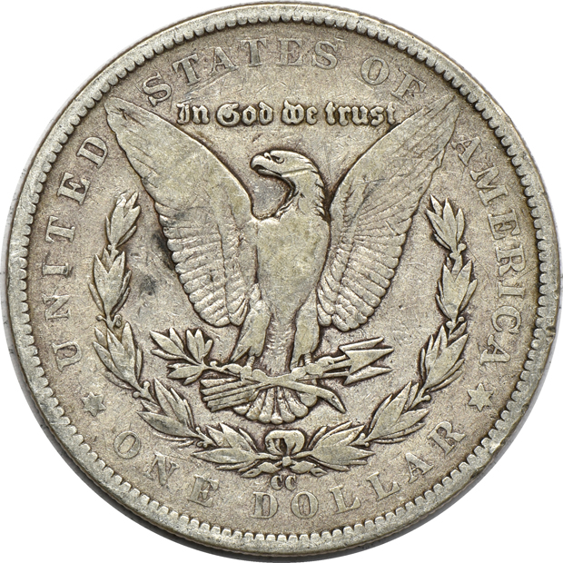 Thirty-four Carson City minted Morgan silver dollars, VG to F