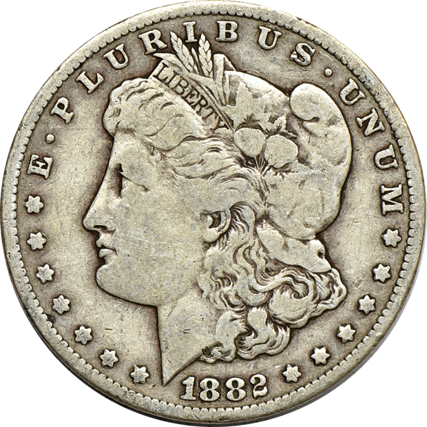 Thirty-four Carson City minted Morgan silver dollars, VG to F