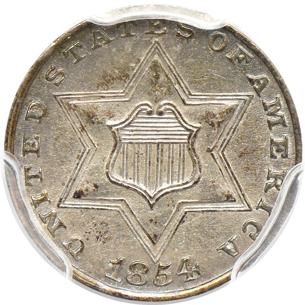 1853 MS-64, and an 1854 MS-62 CAC, both PCGS