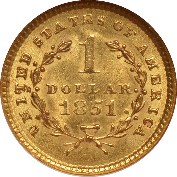 1851 MS-63, and an 1855 AU-55, both NGC