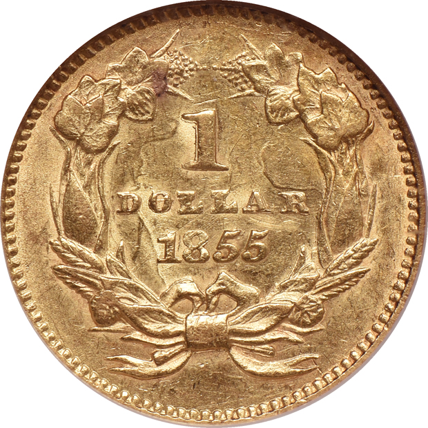 1851 MS-63, and an 1855 AU-55, both NGC