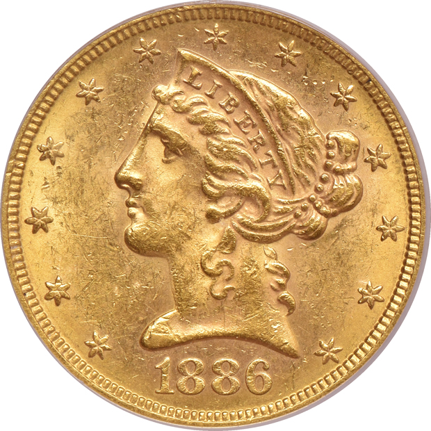 Six Liberty Head half eagles
