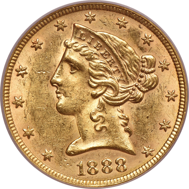 Six Liberty Head half eagles