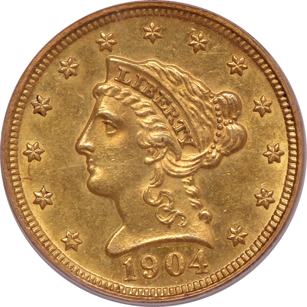 Six certified Liberty Head quarter eagles