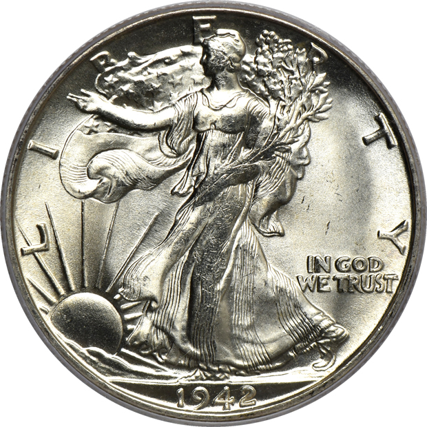 Twenty different certified Walking Liberty half dollars, 1941 through 1947-D, all MS-65