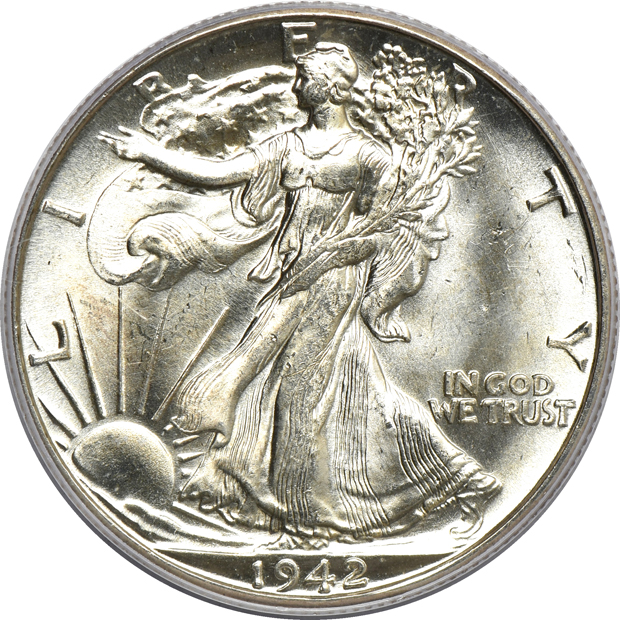 Twenty different certified Walking Liberty half dollars, 1941 through 1947-D, all MS-65