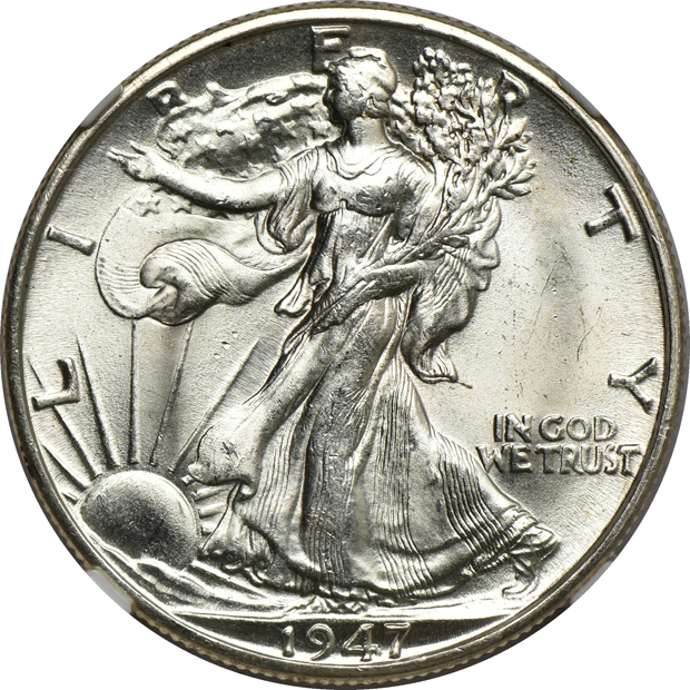 Twenty different certified Walking Liberty half dollars, 1941 through 1947-D, all MS-65
