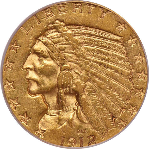 Five certified Indian Head half eagles