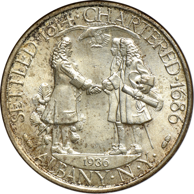 1918 Lincoln MS-65, and a 1936 Albany MS-64 (no line), both NGC