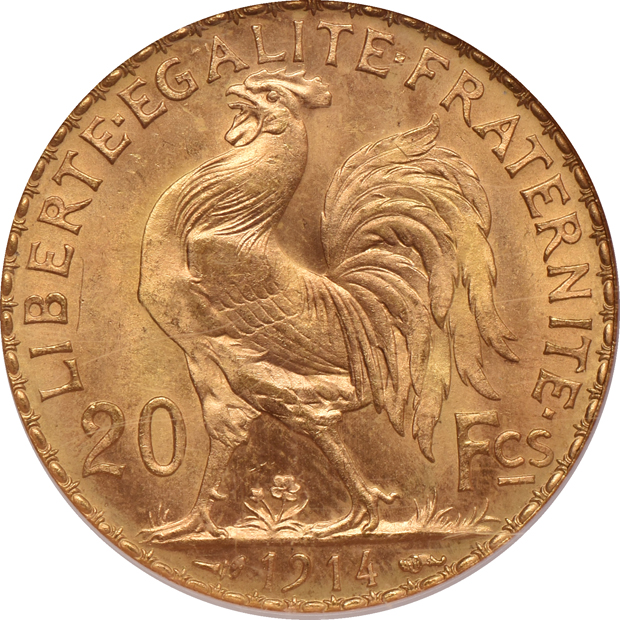France - 1914 20 franc - NGC MS-65
