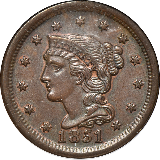Six certified large cents