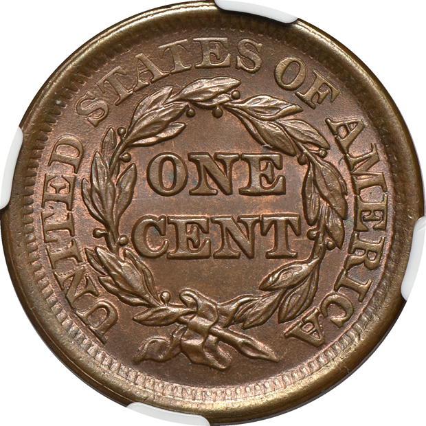 1820 Large Date MS-64 BN, and an 1853 MS-65 BN, both NGC