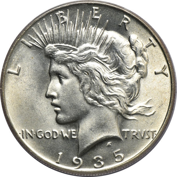 1928-S MS-64, and a 1935-S MS-64+, both PCGS