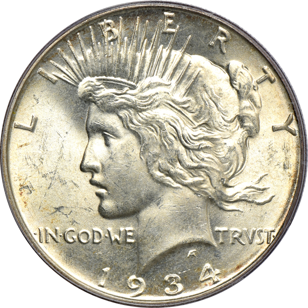 1934 MS-65 (green label), and a 1934-D MS-64, both PCGS